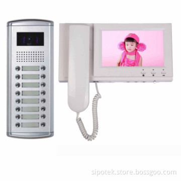 4 wired door control system with 7 inch TFT LCD monitor for building
